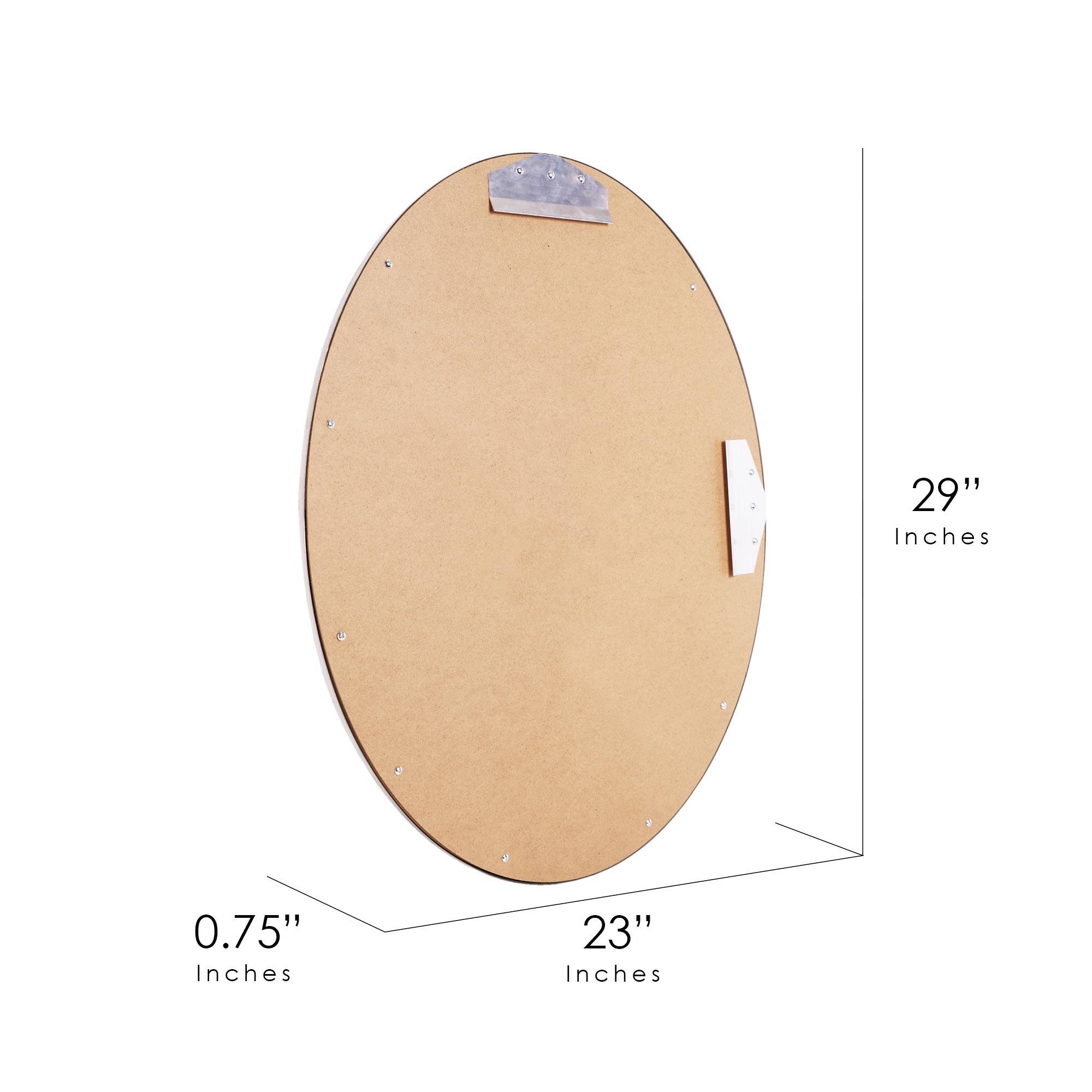 Classic Brushed Nickel Oval Metal Framed Beveled Vanity Wall Mirror - 23" x 29"